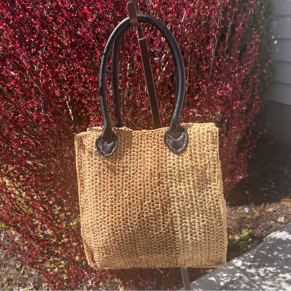 Annabel Ingall Raffia Three Tone Handmade Mini Tote Good Condition - Picture 2 of 9